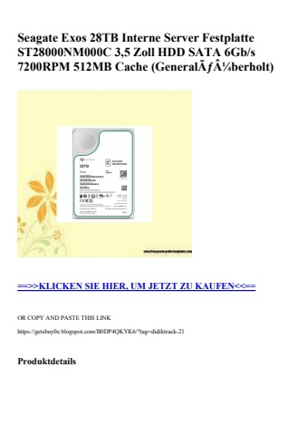 3288 seagate exos 28tb interne server festplatte st28000nm000c 3 5 zoll hdd sata 6gb s 7200rpm 512mb cac