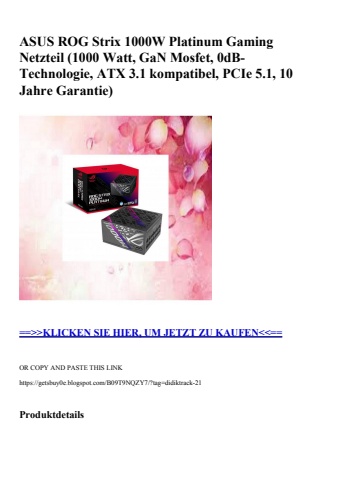 7458 asus rog strix 1000w platinum gaming netzteil  1000 watt  gan mosfet  0db-technologie  atx 3
