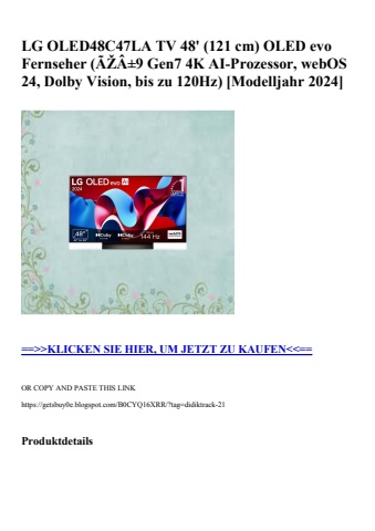 0302 lg oled48c47la tv 48'  121 cm  oled evo fernseher  ãžâ±9 gen7 4k ai-prozessor  webos 24  dolby visi