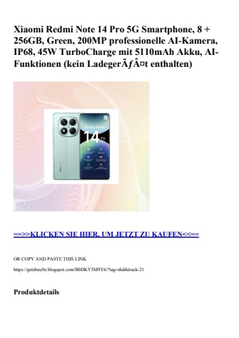 2649 xiaomi redmi note 14 pro 5g smartphone  8   256gb  green  200mp professionelle ai-kamera  ip68  45w