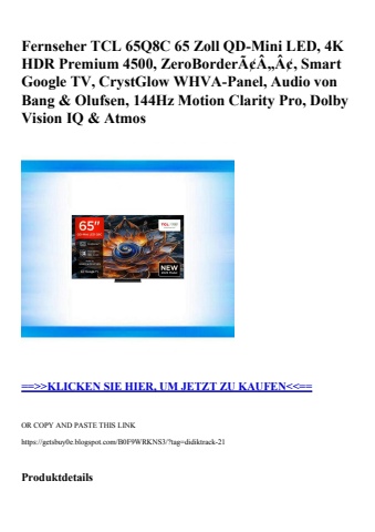 6714 fernseher tcl 65q8c 65 zoll qd-mini led  4k hdr premium 4500  zeroborderã¢â„â¢  smart google tv  cr