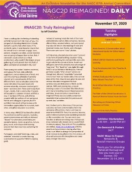 NAGC20 Reimagined! Daily Newsletter - Tuesday, November 17, 2020