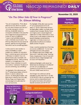 NAGC20 Reimagined! Daily Newsletter - Sunday, November 15, 2020