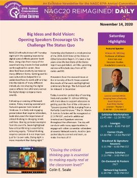 NAGC20 Reimagined! Daily Newsletter - November 14, 2020