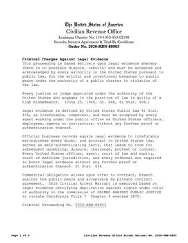 Civilian Arrest Warrant