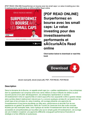 [pdf read online] surperformez en bourse avec les small caps le value investing pour des investissem