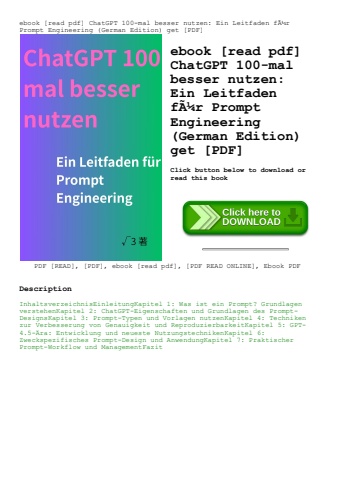 ebook [read pdf] chatgpt 100-mal besser nutzen ein leitfaden fãƒâ¼r prompt engineering (german editi