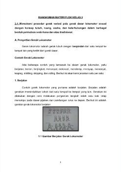 Rangkuman Materi PJOK Kelas 2