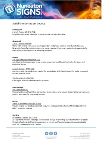 Highways UK Counties Social Enterprises