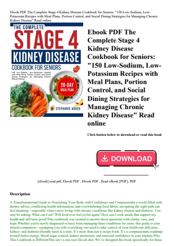 ebook pdf  the complete stage 4 kidney disease cookbook for seniors 150 low-sodium  low-potassium re