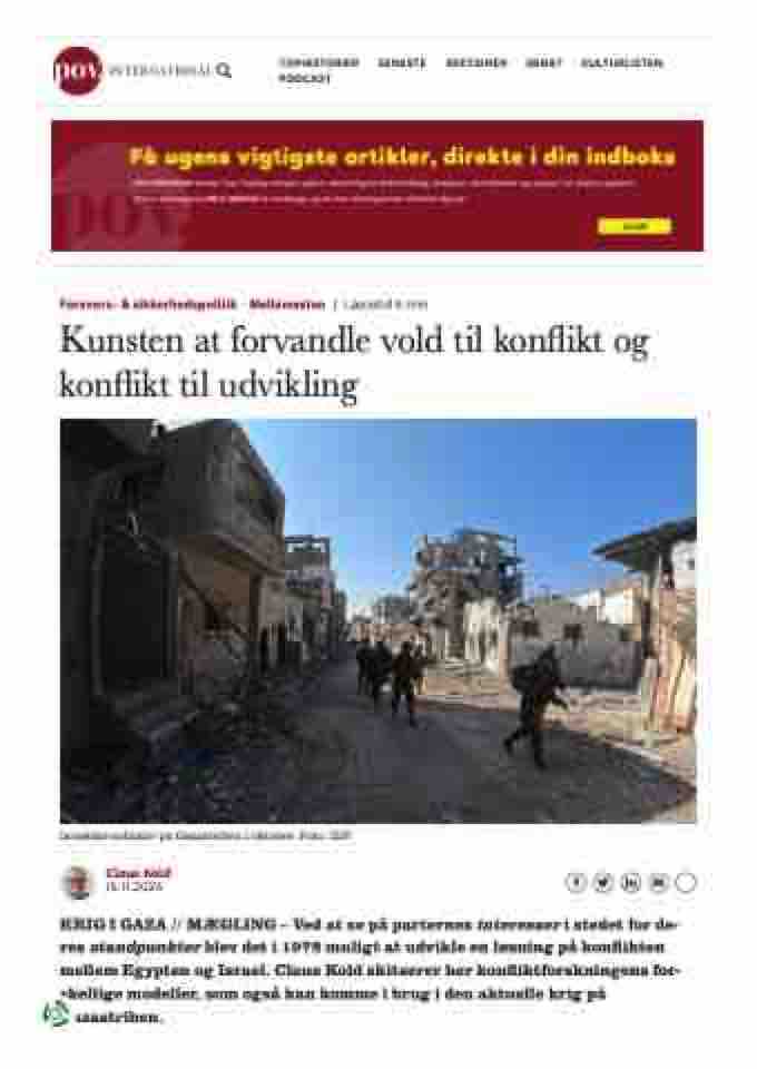 Kunsten at forvandle vold til konflikt og konflikt til udvikling • POV International