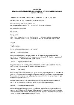 LEY ORGNICA DEL PODER JUDICIAL DE LA REPBLICA DE NICARAGUA