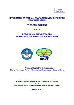 Instrumen Akreditasi Prodi Baru - Program Sarjana (Politik Keamanan)