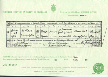 Fred & Flo Marriage Cert