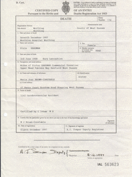VIC's DEATH CERT