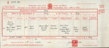 Ma's BIRTH CERT