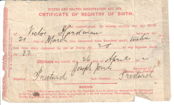 VIC's BIRTH CERT