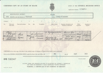 FRED DEATH CERT