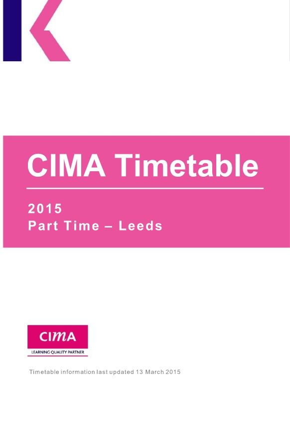 CIMA Professional Leeds timetable
