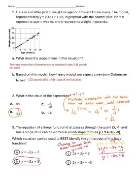 8th Grade EOG Prep ans key