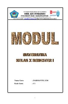 DARMANTO_MODUL MATEMATIKA KELAS X SEMESTER I
