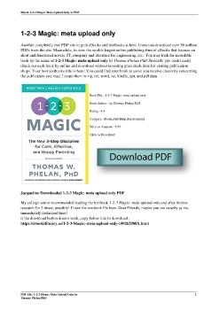 1-2-3 Magic: meta upload only by Thomas Phelan PhD