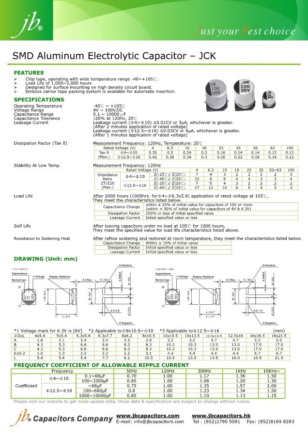 JCK Aluminum Electrolytic Capacitor