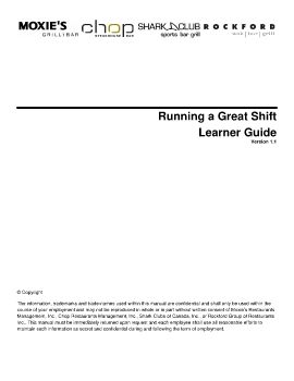 Running a Great Shift Learner Guide 1.1