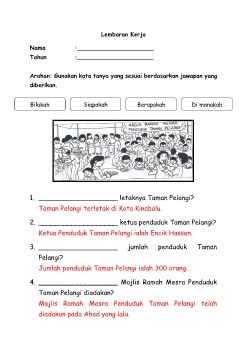 Latihan Peneguhan Kata Tanya Tahun 2