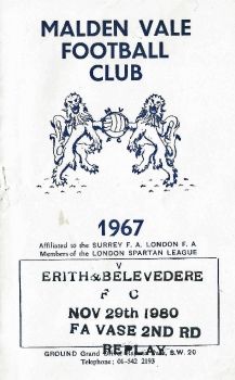 Malden Vale v Erith & Belevedere '80