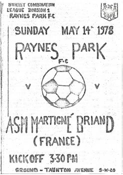 Raynes Park FC vs ASM Martigné-Briand 14.05.1978