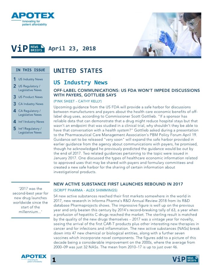 VIP News Brief: April 23, 2018