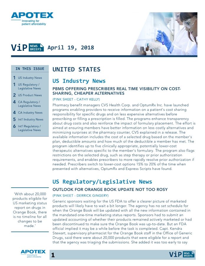 VIP News Brief: April 19, 2018