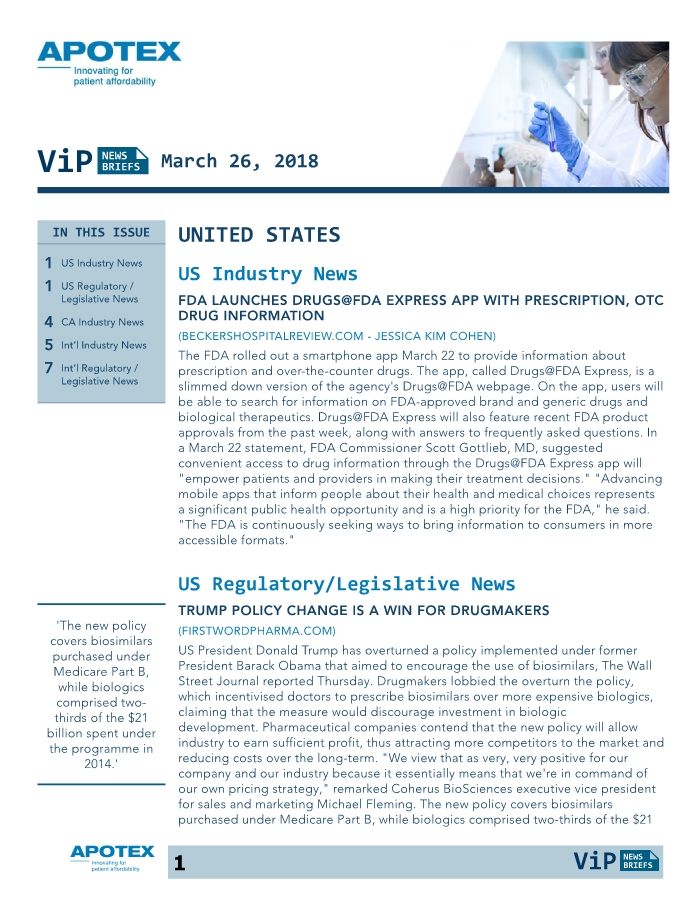 VIP News Brief: March 26, 2018