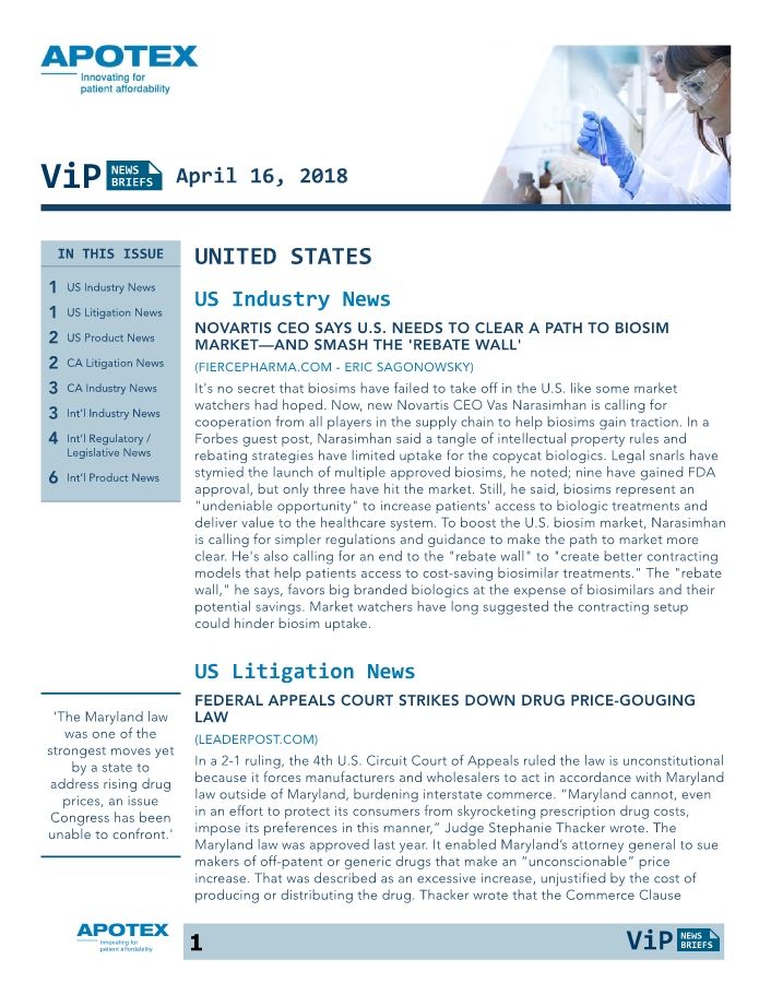 VIP News Brief: April 12, 2018