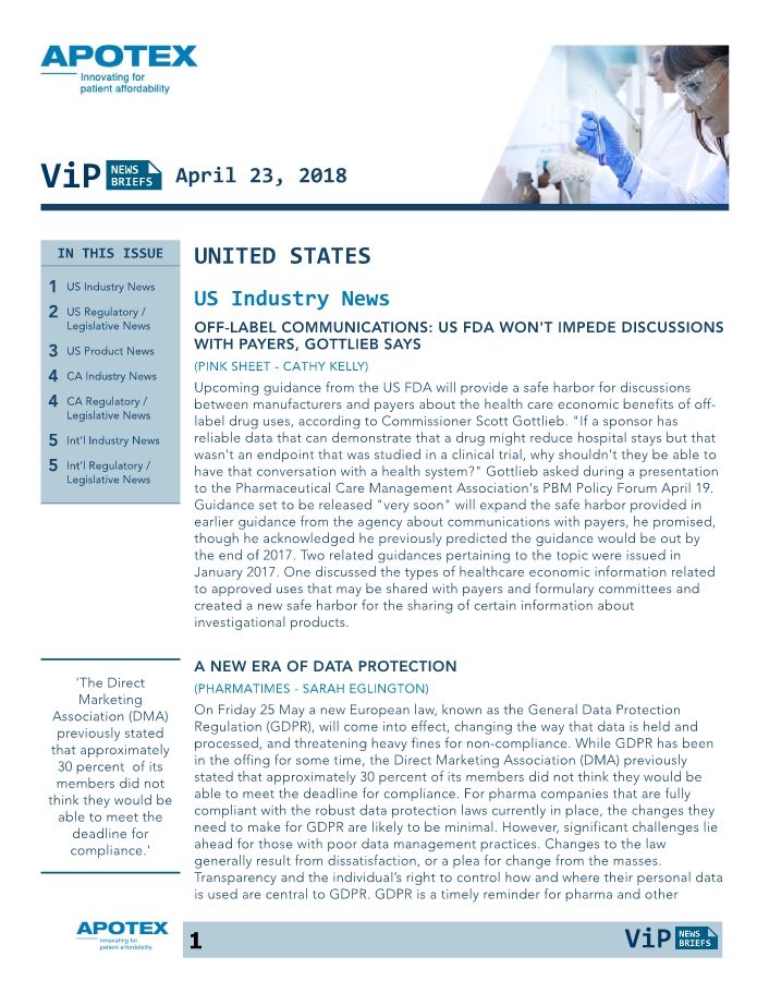 VIP News Brief: April 23, 2018