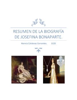 RESUMEN DE LA BIOGRAFÍA DE JOSEFINA BONAPARTE.