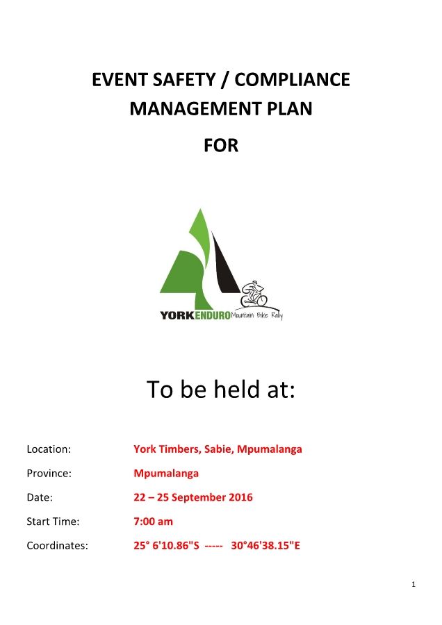 York Enduro Safety Plan