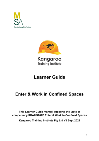 RIIWHS202E - Enter and Work In Confined Spaces - Learner Guide