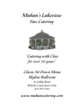 Mahan's Lakeview Classic Sit Down Menu Skyline Ballroom