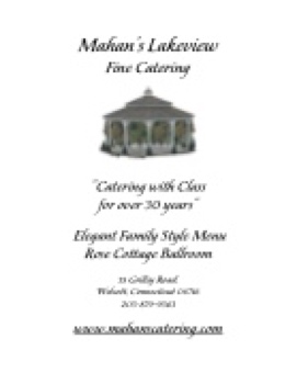 Mahan's Lakeview Elegant Family Style Menu Rose Cottage Ballroom