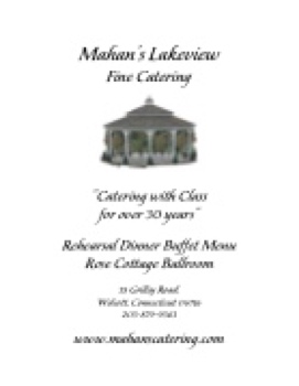 Mahan's Lakeview Rehearsal Dinner Buffet Menu Rose Cottage Ballroom