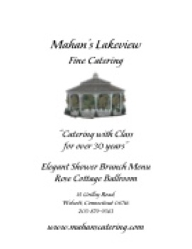 Mahan's Lakeview Elegant Shower Brunch Menu Rose Cottage Ballroom