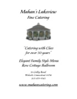 Mahan's Lakeview Elegant Family Style Menu Rose Cottage Ballroom