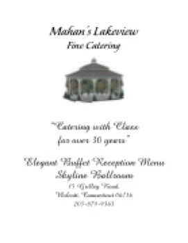 Mahan's Lakeview Elegant Wedding Buffet Menu Skyline Ballroom