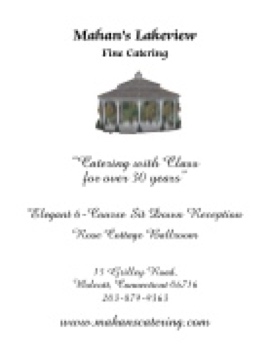 Mahan's Lakeview Elegant Wedding Sit Down Menu Rose Cottages Ballroom