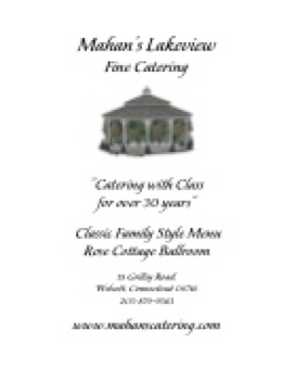 Mahan's Lakeview Classic Family Style Menu Rose Cottage Ballroom