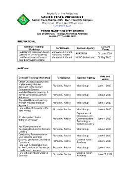 List of Faculty Seminars (2017-2020)