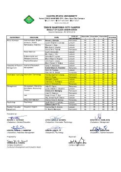 Classroom Observation Form