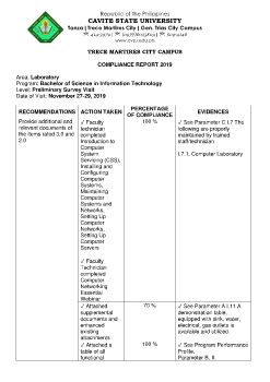Area IX Compliance Report